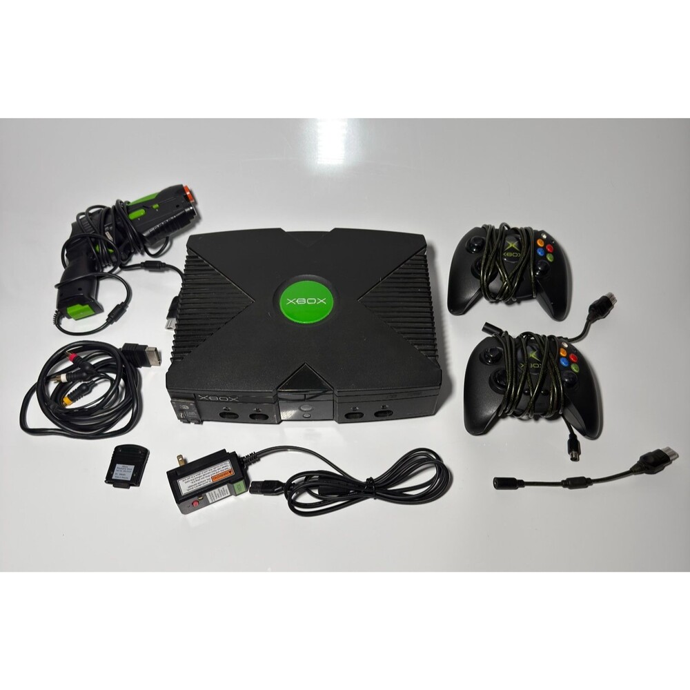 Microsoft Xbox Original Console w/ Xecuter 3 X3 + Controllers LOT TESTED WORKING